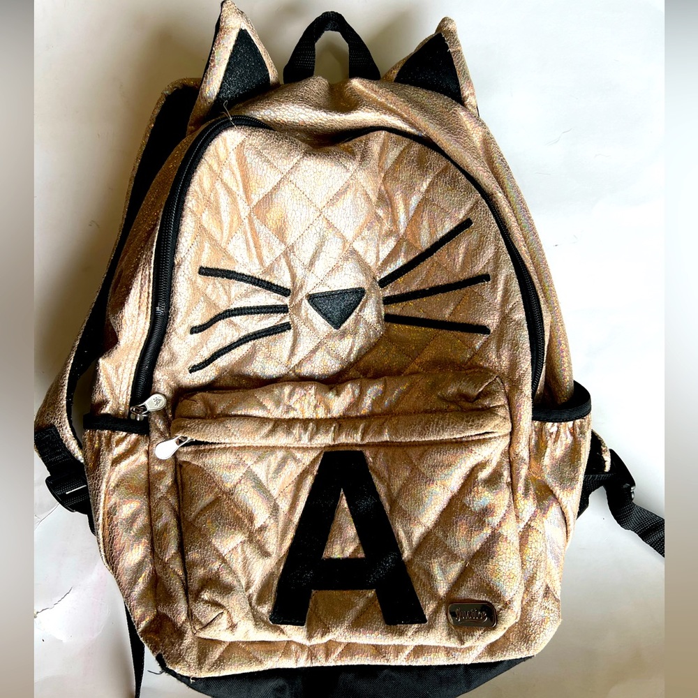 JUSTICE kitten backpack. Letter A